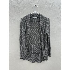 Poetry Womens Cardigan Size Large Black Striped Long Sleeve Open Front